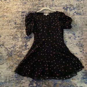 Loveshackfancy black floral mini dress size XS